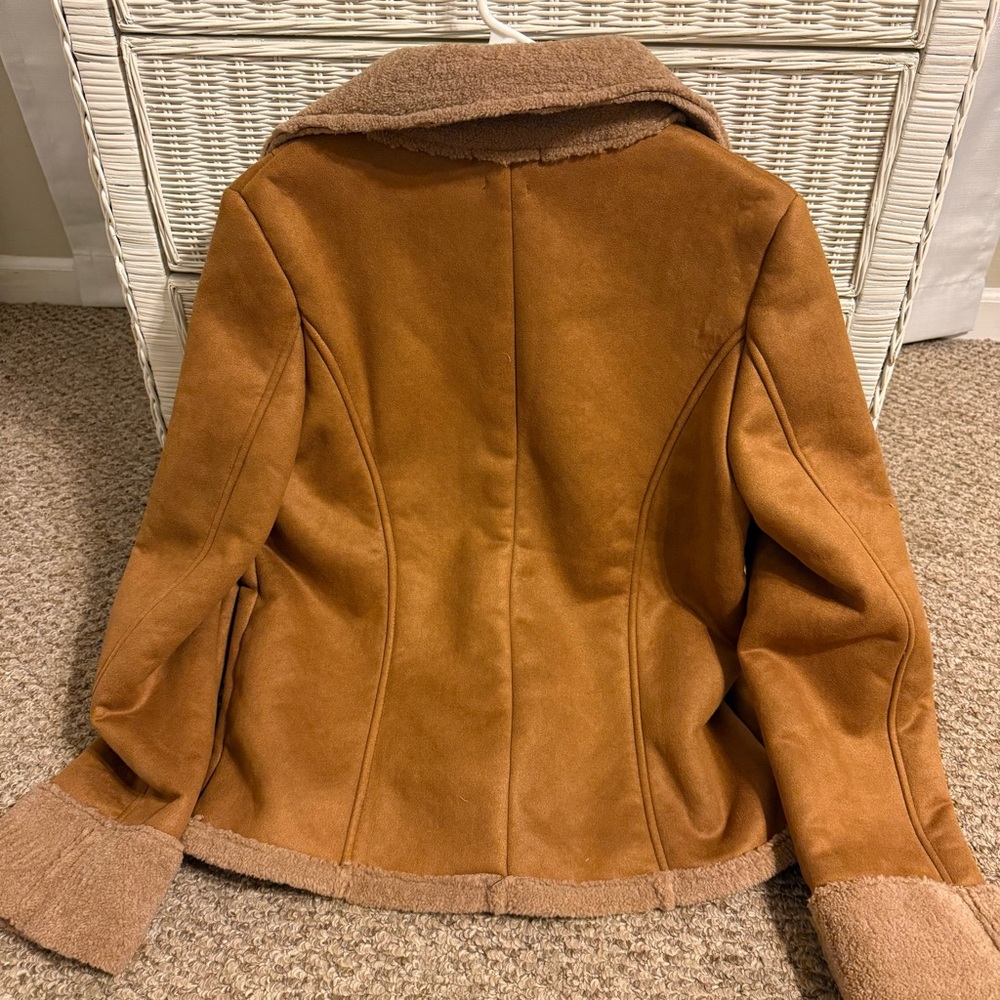 Miss Me Boho Western Floral Embroidered Sherpa Faux Leather Shacket Cottagecore - Picture 6 of 8